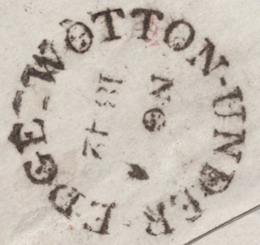 139652 1842 MAIL WOTTON UNDER EDGE, GLOS TO BERKELEY WITH 1D PL.ELEVEN (SG7)(RC) WITH NORMAL WOTTON MALTESE CROSS.