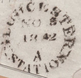 139652 1842 MAIL WOTTON UNDER EDGE, GLOS TO BERKELEY WITH 1D PL.ELEVEN (SG7)(RC) WITH NORMAL WOTTON MALTESE CROSS.