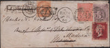 139657 1866 MAIL BATH TO MADRAS WITH 1D (SG43), 6D (SG96) AND 4D (SG93), RE-DIRECTED TO MADURA WITH INDIA 2as.