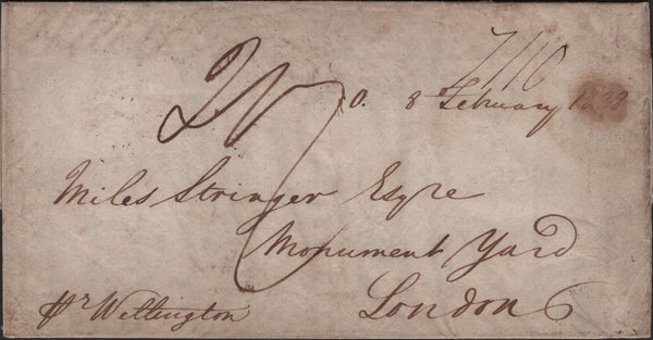 139659 1828 MAIL MADRAS TO LONDON WITH 'INDIA LETTER/COWES' HAND STAMP (ROB In.2).
