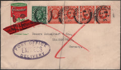 139660 1935 ADVERTISING EXPRESS MAIL DUMFRIES TO GERMANY.