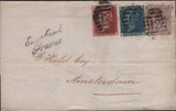 139661 1863 THREE COLOUR COMBINATION LONDON TO AMSTERDAM WITH 1D (SG40), 2D (SG45) AND 6D (SG84).
