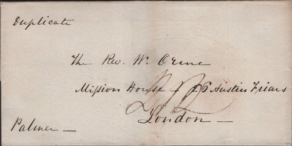 139676 1829 MAIL MADRAS TO LONDON WITH 'INDIA LETTER/PLYMOUTH' HAND STAMP (ROB In.1).