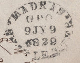 139676 1829 MAIL MADRAS TO LONDON WITH 'INDIA LETTER/PLYMOUTH' HAND STAMP (ROB In.1).