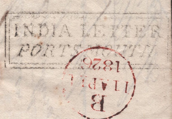 139677 1826 MAIL INDIA TO LEITH WITH BOXED 'INDIA LETTER/PORTSMOUTH' WITH DOUBLE FRAME (ROB In.4).