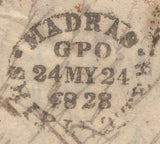 139679 1828 MAIL MADRAS TO EDINBURGH WITH 'INDIA LETTER/PORTSMOUTH' IN RED (ROB In.3).