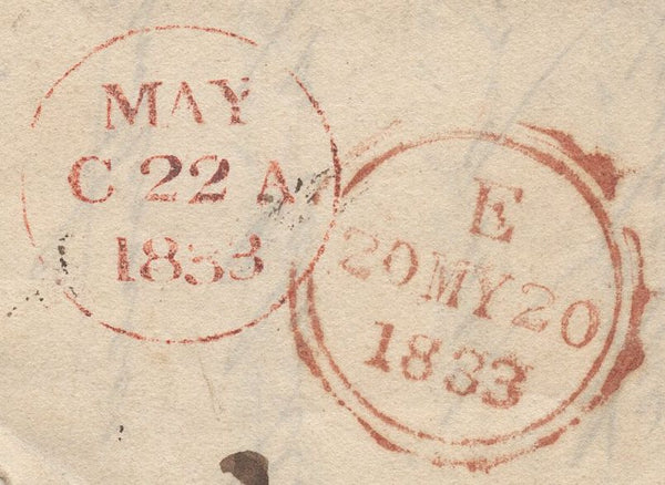 139680 1833 MAIL INDIA TO EDINBURGH WITH 'INDIA LETTER/PORTSMOUTH' HAND STAMP (ROB In.3).