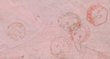 139683 1869 MAIL LANARK, SCOTLAND TO INDIA WITH 10D RED-BROWN (SG112) RE-DIRECTED WITHIN INDIA WITH 1A BROWN.