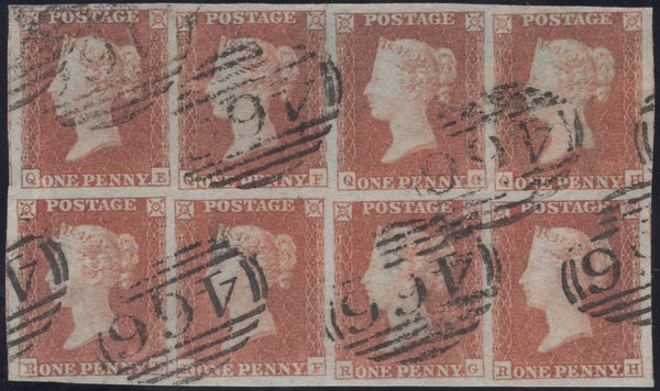 139684 1851 1D PL.120 (SG8) GOOD TO FINE USED BLOCK OF EIGHT.