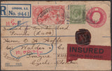 139687 1929 REGISTERED INSURED MAIL LONDON TO PRAGUE WITH 5S SEAHORSE (SG416).