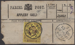 139698 1895 PARCEL POST LABEL 'APPLEBY (AEL)' WITH 3D JUBILEE (SG203).