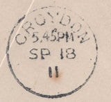 139714 1911 FIRST OFFICIAL U.K. AERIAL POST LONDON EMERGENCY ENVELOPE IN OLIVE GREEN TO ADDISCOMBE, SURREY.