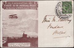 139718 1911 FIRST OFFICIAL U.K. AERIAL POST LONDON POST CARD IN BROWN TO HERTFORD.