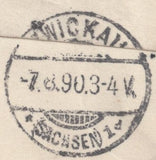139719 1890 PENNY POSTAGE JUBILEE 1D BLUE ENVELOPE LONDON TO GERMANY WITH 1½D JUBILEE (SG198) HOSTER CANCELLATION.