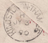 139722 1890 PENNY POSTAGE JUBILEE, 1D BLUE ENVELOPE SENT REGISTERED MAIL LONDON TO EAST MOLESEY, SURREY.