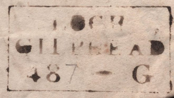 139732 1825 MAIL GLASSARY, ARGYLL AND BUTE TO STRATHAIRD, ISLE OF SKYE WITH 'LOCH/GILPHEAD/487-G' MILEAGE MARK.