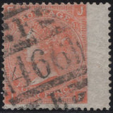 139737 1869 4D VERMILION PL.11 (SG94) TWO GOOD USED EXAMPLES BOTH LETTERED 'JF' AND SHOWING CONSTANT VARIETY 'MARK TOP OF FOOT OF J' NE SQUARE.
