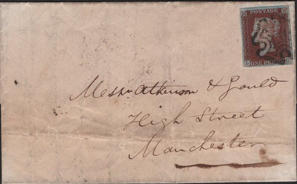 139738 1841 MAIL LIVERPOOL TO MANCHESTER WITH 1D RED PL.2 (SG7)(LC).
