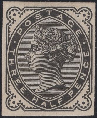 139742 1880 1½D VENETIAN RED (SG167) IMPERFORATE PLATE PROOF IN BLACK.