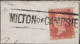 139749 1857-1858 'MILTON OF CAMPSIE' SCOTS LOCAL CANCELLATION TYPE III ON PIECE, ALSO ON 1858 ENVELOPE AS BACK STAMP.