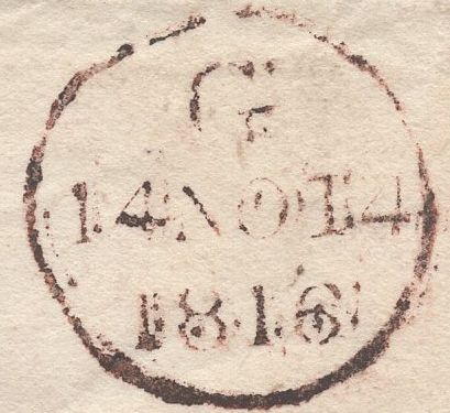 139758 1816 MAIL PENYBONT, RADNORSHIRE TO LONDON WITH 'PENY-BONT' TWO LINE HAND STAMP (W1924).