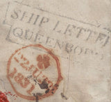139767 1831 DISINFECTED MAIL HAMBURG TO LONDON WITH 'SLITS' AND BOXED 'SHIP LETTER/QUEENBORO' HANDSTAMP (ROB S.5).