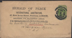 139769 CIRCA 1905 KEDV11 ½D NEWSPAPER WRAPPER 'HERALD OF PEACE AND INTERNATIONAL ARBITRATION'.
