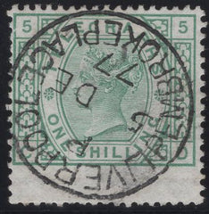 139773 1877 1S GREEN TELEGRAPH PL.5 (T8 SPEC L219) GOOD USED.