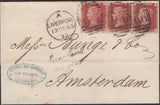 139775 1865 MAIL LIVERPOOL TO AMSTERDAM 1D PL.90 (SG43) X 3.