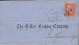 139778 1857 MAIL DERRY TO BALLYMONEY WITH DIE 2 1D PL.37 (SPEC C9A(2) 'DERRY/172' IRISH TYPE SPOON (RA23).