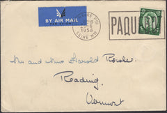 139787 1958 AIR MAIL TO VERMONT, USA WITH 1/3 WILDING 'LE HAVRE/PAQUEBOT' CANCELLATION.
