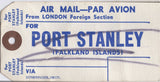 139790 1970-1980'S? PARCEL TAGS FROM THE UK TO FALKLAND ISLANDS/ASCENSION ISLES (6 ITEMS).