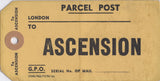 139790 1970-1980'S? PARCEL TAGS FROM THE UK TO FALKLAND ISLANDS/ASCENSION ISLES (6 ITEMS).