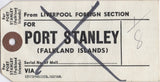 139790 1970-1980'S? PARCEL TAGS FROM THE UK TO FALKLAND ISLANDS/ASCENSION ISLES (6 ITEMS).