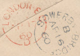 139798 1860 MAIL MANCHESTER TO BATH WITH DIE 2 1D PL.60 (SG40) 'MANCHESTER/498' SPOON TYPE B (RA73).
