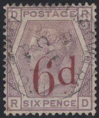 139808 1883 6D ON 6D LILAC (SG162) FINE TO VERY FINE USED.