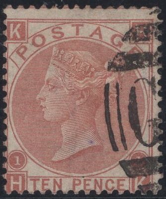 139814 1867 10D PALE RED-BROWN (SG113) GOOD TO FINE USED.