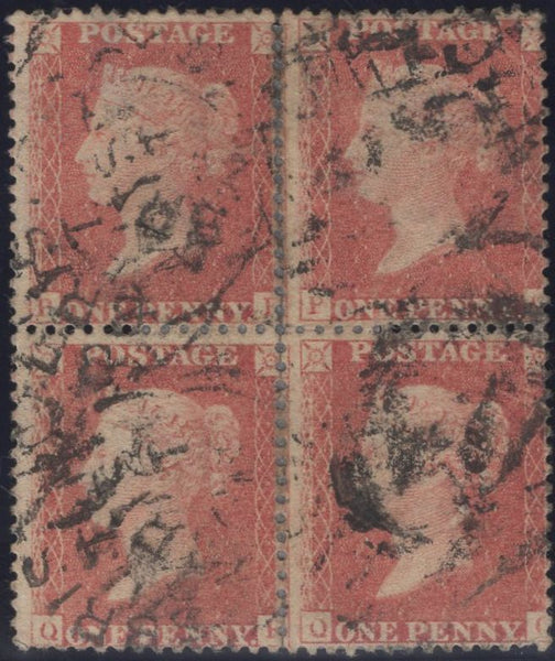 139819 1857 DIE 2 1D PL.56 (SG40) USED BLOCK OF FOUR.