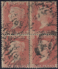 139819 1857 DIE 2 1D PL.56 (SG40) USED BLOCK OF FOUR.