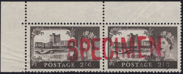 139823 1955 2/6 WATERLOW CASTLE ISSUE OVERPRINTED 'SPECIMEN' IN RED AND 'SCHOOL/SPECIMEN' IN BLACK.