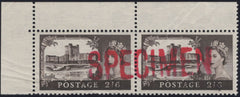 139823 1955 2/6 WATERLOW CASTLE ISSUE OVERPRINTED 'SPECIMEN' IN RED AND 'SCHOOL/SPECIMEN' IN BLACK.