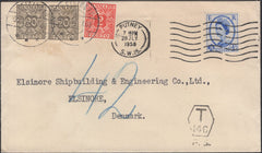 139826 1958 UNDERPAID MAIL PUTNEY, LONDON TO DENMARK WITH DANISH POSTAGE DUES.
