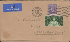 139832 1953 COMBINATION AIR MAIL COVER HARROW TO PAPUA NEW GUINEA.