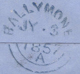 139839 1857 MAIL DUBLIN TO BALLYMONEY WITH DIE 2 1D PL.38 SAVOY STREET PRINTING (SPEC C9A(3) DUBLIN SPOON TYPE A6 (RA68).