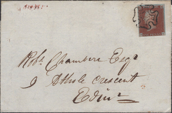139843 1841 LARGE PART WRAPPER TO EDINBURGH WITH 1D PL.16 (SG8).