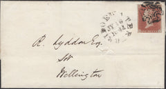 139845 1841 MAIL BRIDGEWATER TO WELLINGTON, SOMERSET WITH 1D RED PL.8 (SG7)(KF).