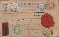 139858 1908 REGISTERED INSURED MAIL LONDON TO HOLLAND.