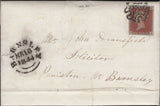 139882 1844 MAIL WAKEFIELD TO BARNSLEY WITH 1D (SG8) AND 'TOO LATE' HAND STAMP OF WAKEFIELD (YK3090).