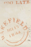 139882 1844 MAIL WAKEFIELD TO BARNSLEY WITH 1D (SG8) AND 'TOO LATE' HAND STAMP OF WAKEFIELD (YK3090).
