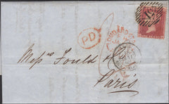 139890 1862 MAIL LONDON TO PARIS WITH 1D PL.43 (SG40)(QK).
